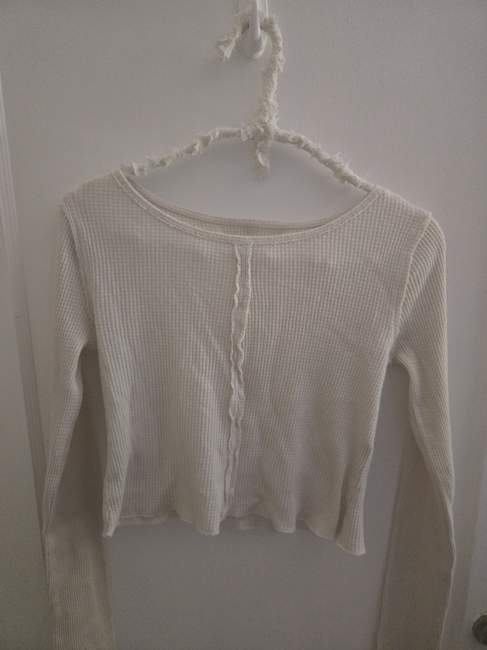 Free People Beach Cream Waffle Knit Long Sleeve Top